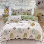 새로운 연삭 양모 4 피스 세트 간단한면 모자 모델 침구 작은 신선한 침대 시트 이불 커버 3 피스 세트 도매의 그림