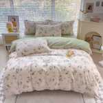 새로운 연삭 양모 4 피스 세트 간단한면 모자 모델 침구 작은 신선한 침대 시트 이불 커버 3 피스 세트 도매의 그림