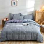 작은 신선한 4 피스 두꺼운면 기모 이불 커버 3 피스 워시 코튼 롱 스테이플 코튼 학생 기숙사 침대 시트 모델의 그림