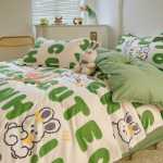 작은 신선한 침대 시트 이불 커버 기숙사 3 피스 침구 도매의 간단한면 브러시 4 피스 세트 두꺼운 모델의 그림