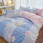 작은 신선한 침대 시트 이불 커버 기숙사 3 피스 침구 도매의 간단한면 브러시 4 피스 세트 두꺼운 모델의 그림