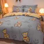 작은 신선한 침대 시트 이불 커버 기숙사 3 피스 침구 도매의 간단한면 브러시 4 피스 세트 두꺼운 모델의 그림