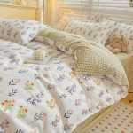 작은 신선한 침대 시트 이불 커버 기숙사 3 피스 침구 도매의 간단한면 브러시 4 피스 세트 두꺼운 모델의 그림