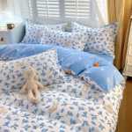 작은 신선한 침대 시트 이불 커버 기숙사 3 피스 침구 도매의 간단한면 브러시 4 피스 세트 두꺼운 모델의 그림