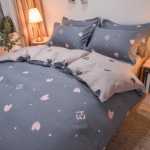 작은 신선한 침대 시트 이불 커버 기숙사 3 피스 침구 도매의 간단한면 브러시 4 피스 세트 두꺼운 모델의 그림