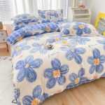 간단한 연삭 양모 침대 모자 모델 4 피스 세트 작은 신선한 기숙사면 침대 시트 이불 커버 3 피스 세트 침대 선물 도매의 그림