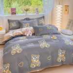 간단한 연삭 양모 침대 모자 모델 4 피스 세트 작은 신선한 기숙사면 침대 시트 이불 커버 3 피스 세트 침대 선물 도매의 그림