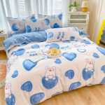 간단한 연삭 양모 침대 모자 모델 4 피스 세트 작은 신선한 기숙사면 침대 시트 이불 커버 3 피스 세트 침대 선물 도매의 그림