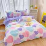 간단한 연삭 양모 침대 모자 모델 4 피스 세트 작은 신선한 기숙사면 침대 시트 이불 커버 3 피스 세트 침대 선물 도매의 그림