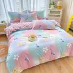 간단한 연삭 양모 침대 모자 모델 4 피스 세트 작은 신선한 기숙사면 침대 시트 이불 커버 3 피스 세트 침대 선물 도매의 그림