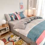 간단한 연삭 양모 침대 모자 모델 4 피스 세트 작은 신선한 기숙사면 침대 시트 이불 커버 3 피스 세트 침대 선물 도매의 그림