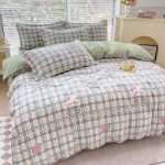 간단한 연삭 양모 침대 모자 모델 4 피스 세트 작은 신선한 기숙사면 침대 시트 이불 커버 3 피스 세트 침대 선물 도매의 그림