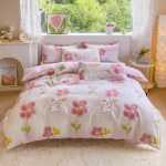 발신자를 대신하여 코튼 인쇄 4 피스 세트 두꺼운 브러시 시트 이불 커버 학생 기숙사 코튼 3 피스 침구의 그림