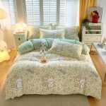 발신자를 대신하여 코튼 인쇄 4 피스 세트 두꺼운 브러시 시트 이불 커버 학생 기숙사 코튼 3 피스 침구의 그림