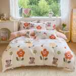 발신자를 대신하여 코튼 인쇄 4 피스 세트 두꺼운 브러시 시트 이불 커버 학생 기숙사 코튼 3 피스 침구의 그림