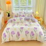 발신자를 대신하여 코튼 인쇄 4 피스 세트 두꺼운 브러시 시트 이불 커버 학생 기숙사 코튼 3 피스 침구의 그림