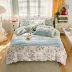 발신자를 대신하여 코튼 인쇄 4 피스 세트 두꺼운 브러시 시트 이불 커버 학생 기숙사 코튼 3 피스 침구의 그림