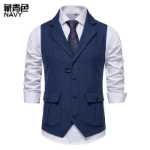 남성용 헤링본 트위드 트위드 정장 조끼의 그림