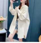 공식 사진 90 코튼 10 비스코스 봄 한국 느슨한 셔츠 디자인 틈새 긴팔 셔츠 얇은 여성상의의 그림