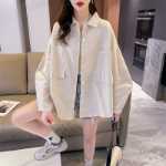 실제 90 코튼 10 비스코스 2024 봄 새로운 느슨한 셔츠 디자인 감각 복고풍 홍콩 맛 셔츠 양치의 그림