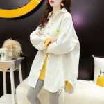 공식 사진 100 코튼 2024 봄 셔츠 여성 느슨한 디자인 틈새 블라우스 인 조수 그물 레드 백 셔츠의 그림